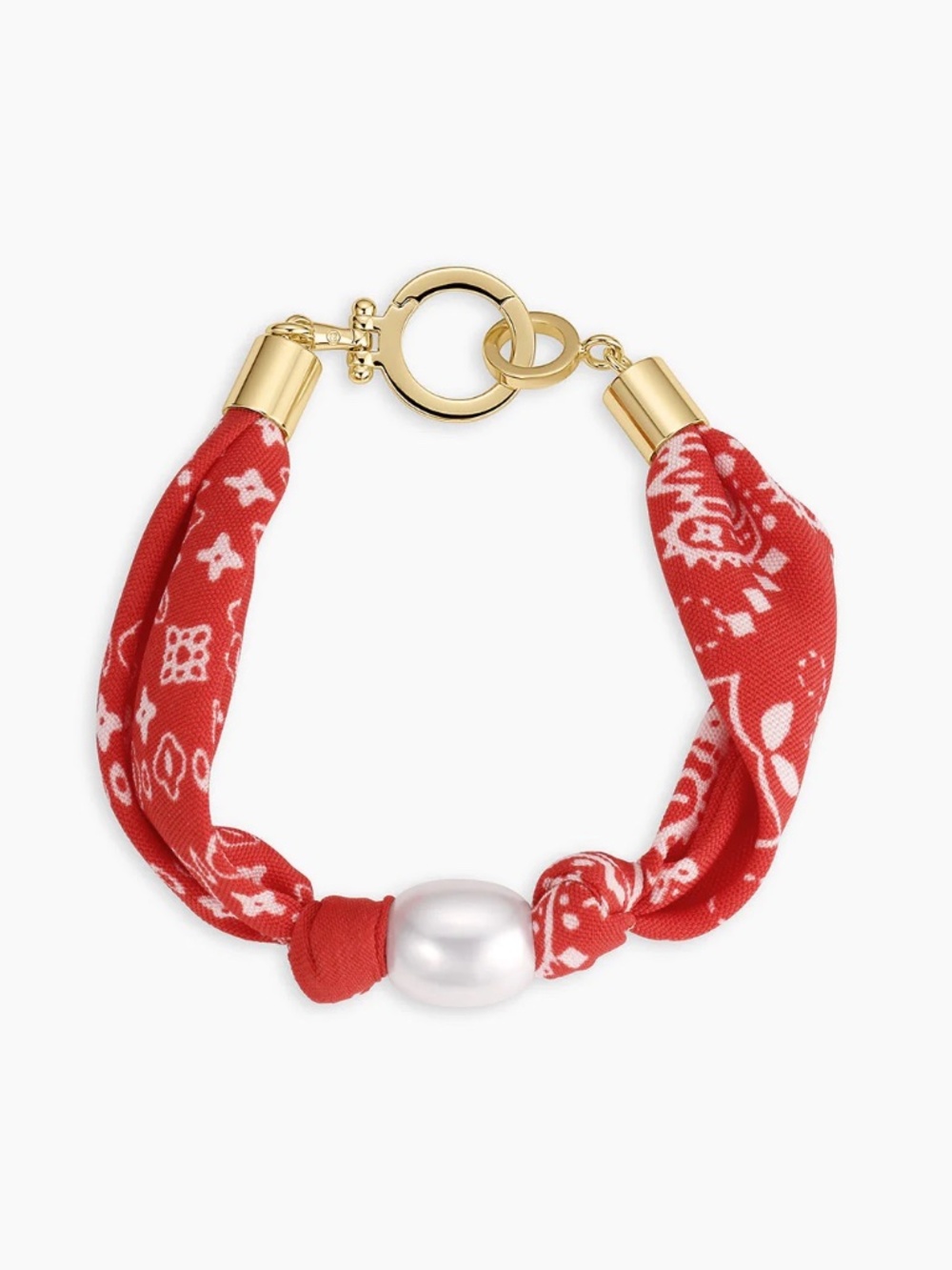 Gorjana Paisley Bandana Pearl Bracelet in Red 18K Gold Plated NWT